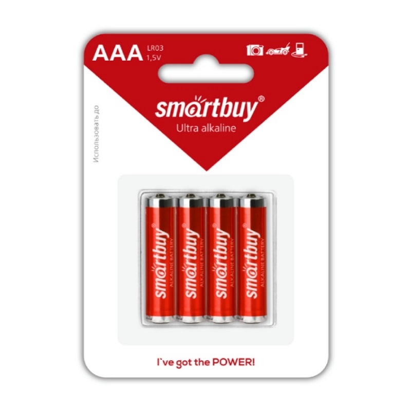 Батарейка алкалиновая Smartbuy, тип LR03/ААА, 1,5 В (4 шт)