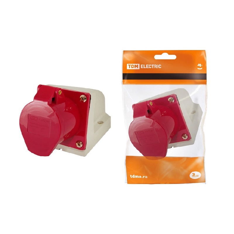 Розетка стационарная для открытой проводки 125, 3Р+РЕ+N, 32А, 380В