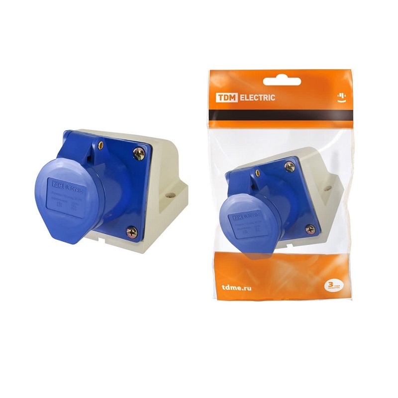 Розетка стационарная для открытой проводки 113, 2Р+РЕ, 16A, 230В, IP44