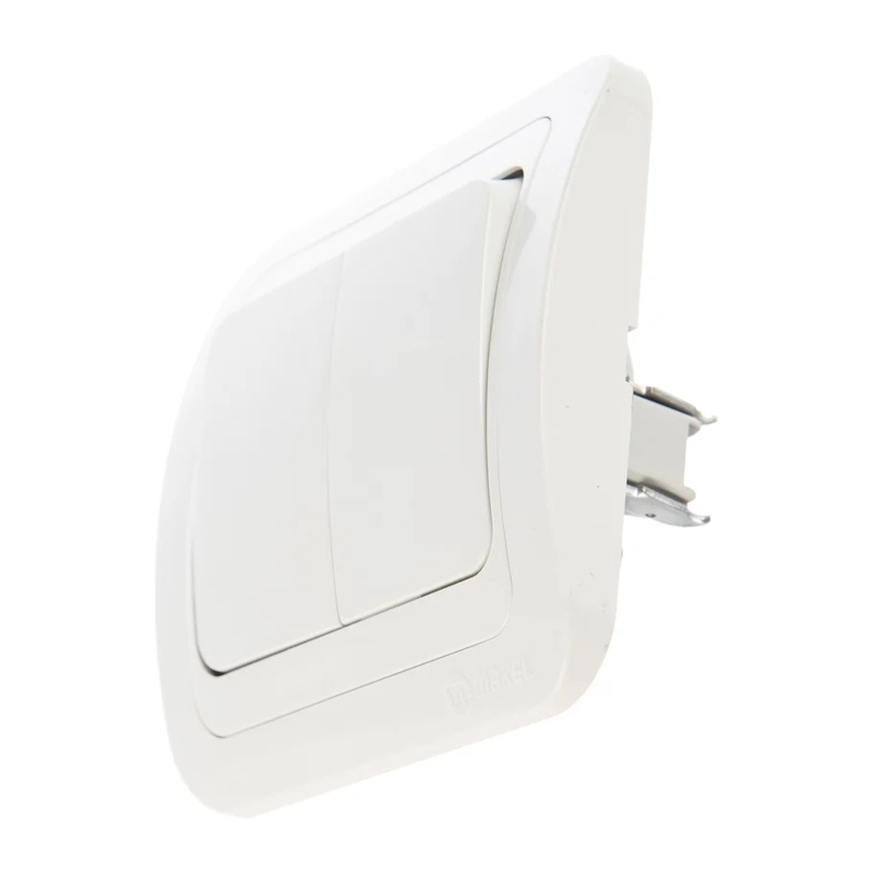 Выключатель с/у Mimoza12003, 2 клавиши, б/инд, белый