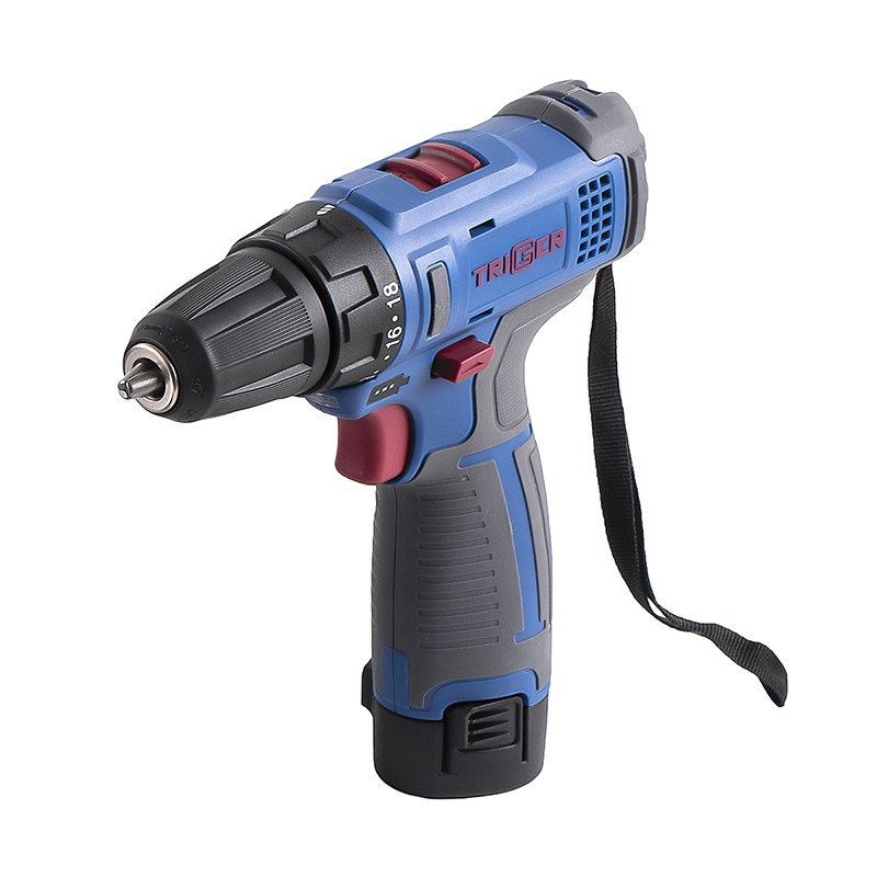 Дрель-шуруповерт Trigger 20101, 2 аккумулятора Li-ion (1,5Ач), 12V, 10 мм, 25 Нм, обойма, кейс