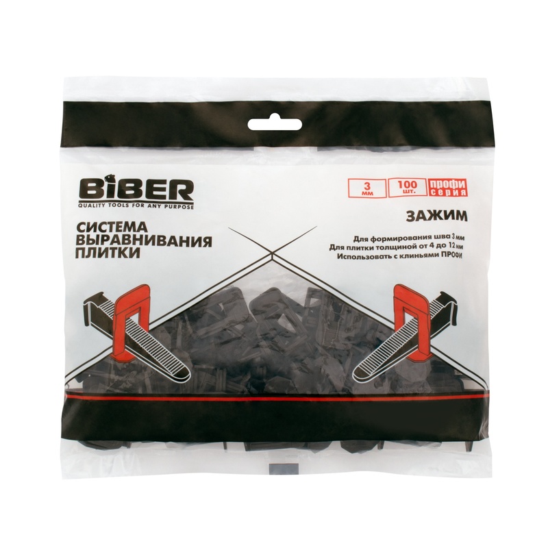 Зажим СВП Профи (ворота) Biber 55645 3 мм (100 шт)