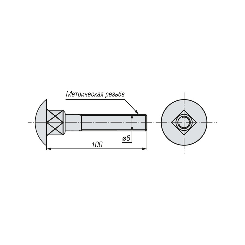 Болт мебельный SWFS DIN603 М6х100 (50 шт)