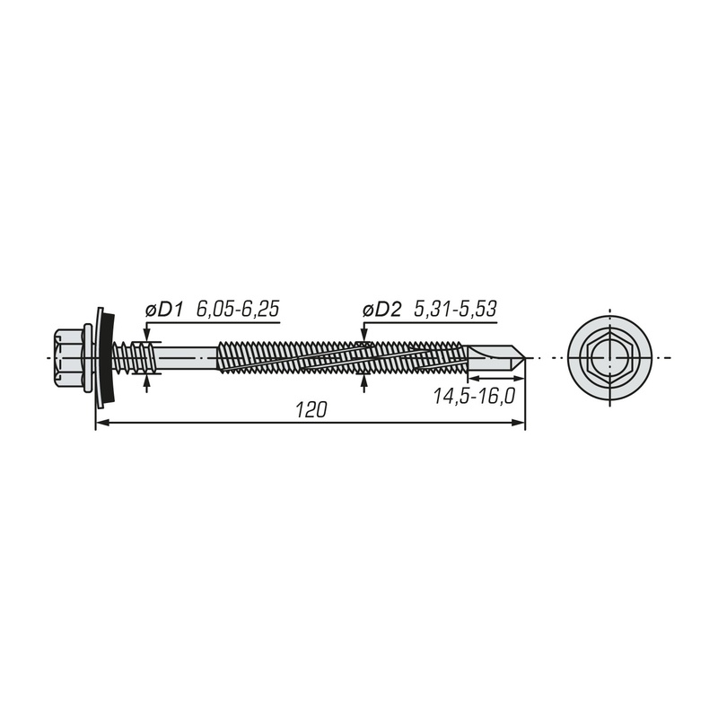 Саморез для сэндвич-панелей SWFS 6,3/5,5х120 (80 шт)