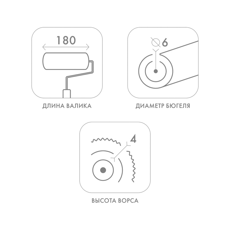 Валик Biber 33503, велюр ворс 4 мм, 180 мм
