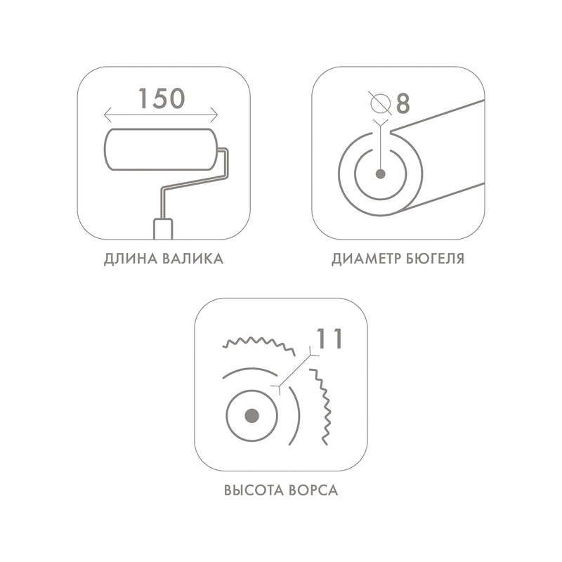 Валик Biber 31511, полиакрил, ворс 11 мм, 150 мм