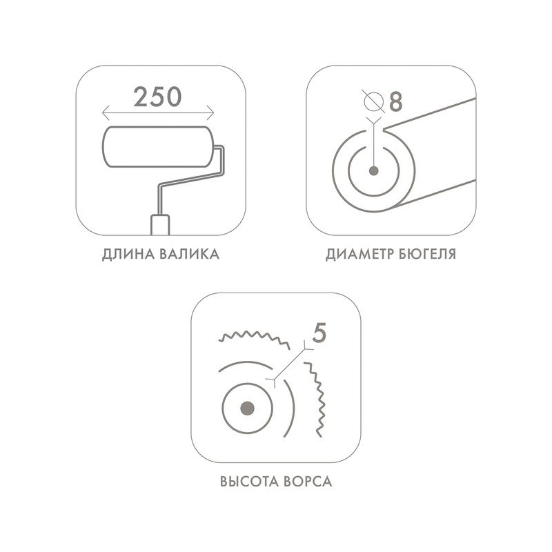 Валик Варяг 31862, велюр ворс 5 мм, 250 мм