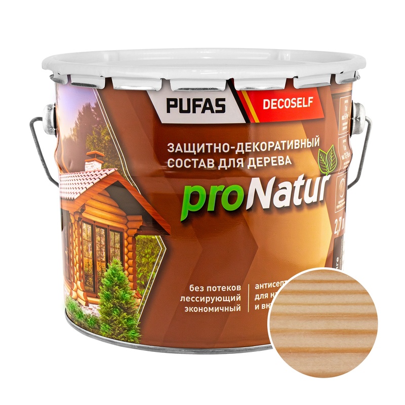 Антисептик лессирующий для дерева Pufas ProNatur бесцветный (2,7 л)