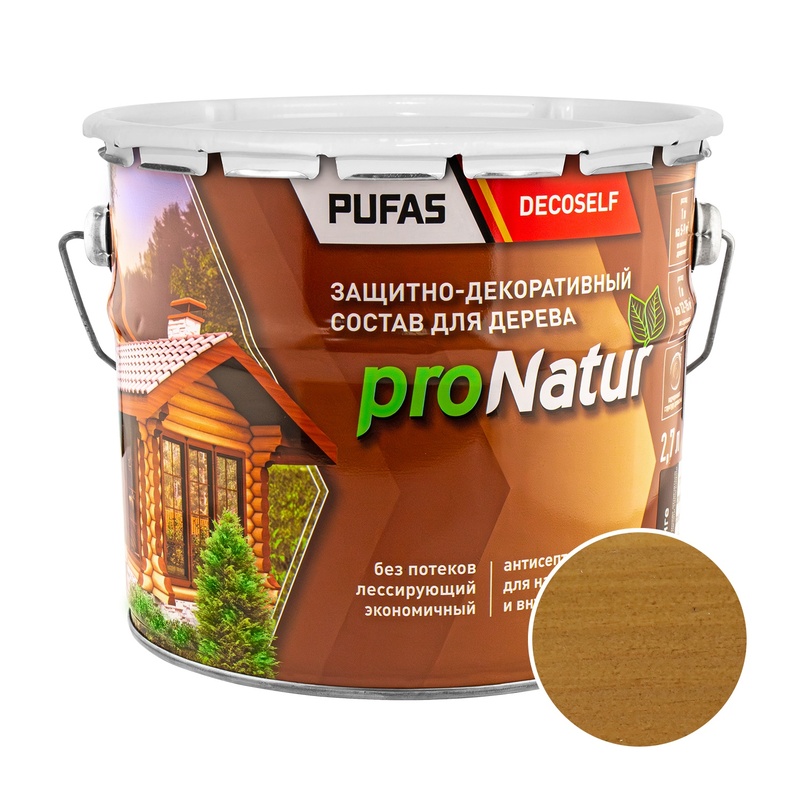 Антисептик лессирующий для дерева Pufas ProNatur дуб (2,7 л)