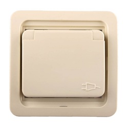 Розетка с/у Mimoza 25029, 1 гнездо, c/з и крышкой, кремовая