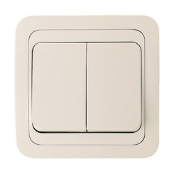Выключатель с/у Mimoza 25003, 2 клавиши, б/инд, кремовый