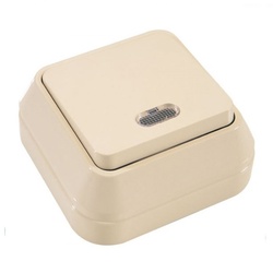 Выключатель о/у Makel 45221, 1 клавиша, с/инд, кремовый