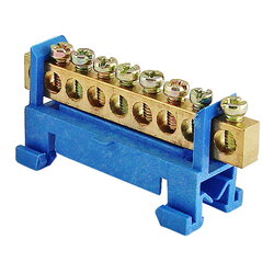 Шина "N" нулевая с изолятором на DIN-рейку 100А, 6х9 мм (8 отв.)