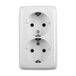Розетка о/у Alfa РА16-153, 2 гнезда, с/з, белая