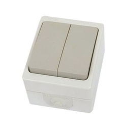 Выключатель о/у Вуокса SQ1803-0002, 2 клавиши, б/инд, IP54, серый