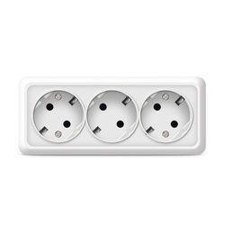 Розетка о/у Олимп 1161, 3 гнезда, с/з, белая