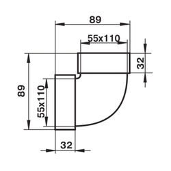 Колено вертикальное Наш Вент 5252, 90 градусов, 110х55 мм
