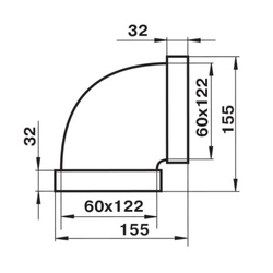 Колено горизонтальное Наш Вент 7271, 90 градусов, 120х60 мм