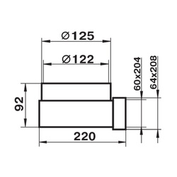 Колено соединительное Наш Вент 822, d=125 мм, 204х60 мм